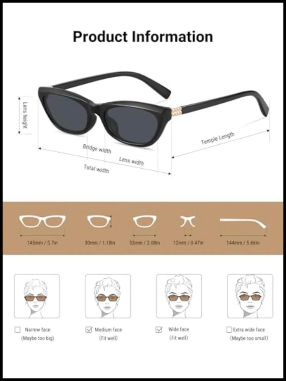 Narrow Cat Eye Sunglasses Women Retro 90s UV400 Polycarbonate
